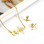 Heart Necklace Earrings Set Stainless Steel Jewelry Set Hert Lock Jewelry Sets Charm Simple Fashion Jewelry Gift chain