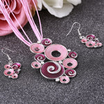 Multilayer Leather Pendant Necklace and Earrings