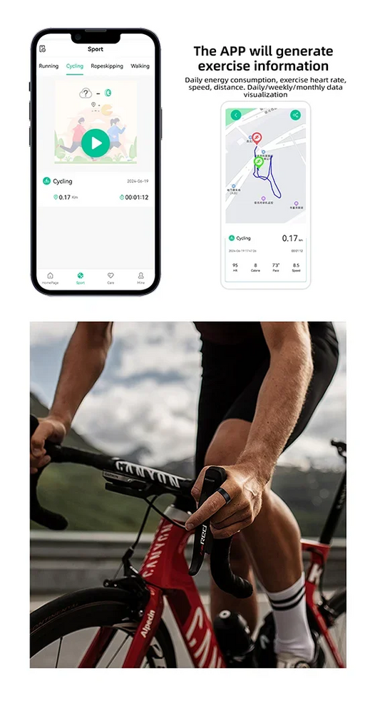 2024 New R11M Smart Ring Heart Rate Health Sleep Monitoring IP68 Waterproof Multi-sport Modes Titanium Steel Shell Ring