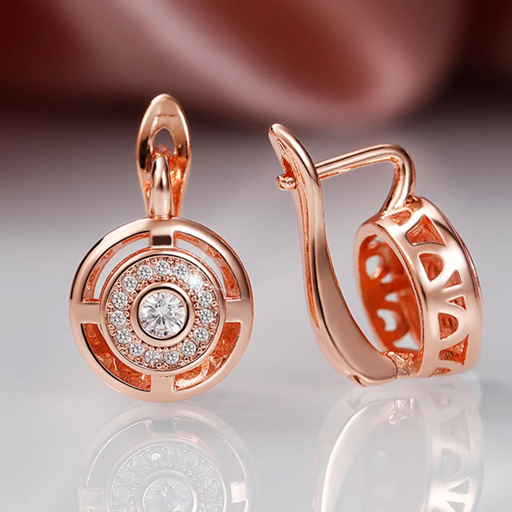 Huitan Unique Design Women's Earrings Rose Gold Color/Silver Color Luxury Bridal Wedding Earrings High Quality Jewelry Drop Ship