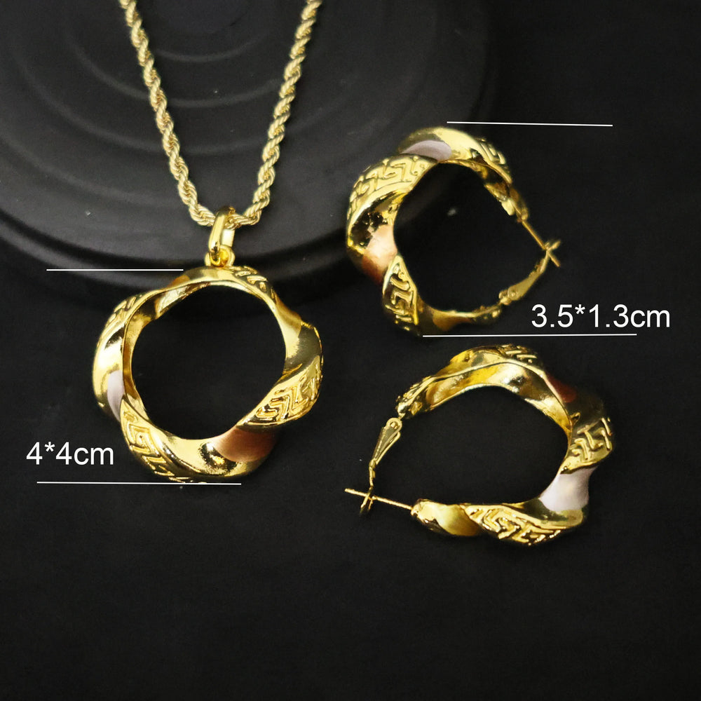 Luxury 18k Gold Plated Jewelry Set for Women Wedding Italian Jewellery Sets Bride Necklace and Earrings Bracelet African Gift