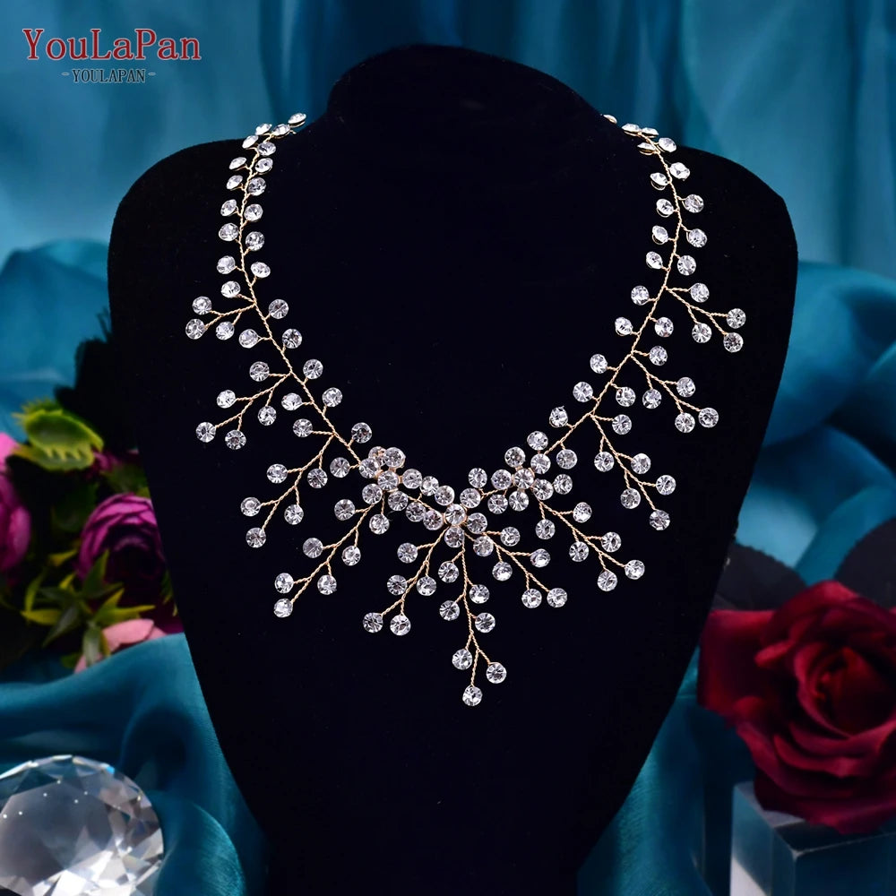 Elegant Crystal Woman Necklace Bridal Clavicle Chain Choker Wedding Party Diamante Brides Jewelry Anniversary Gift HN01