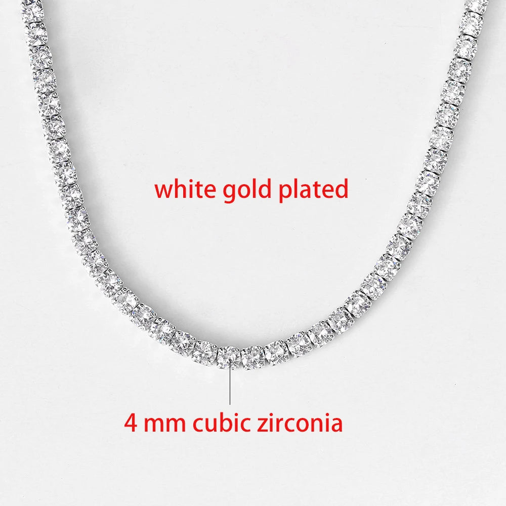Choker Iced Out Tennis Chain Necklace For Women Luxury Cubic Zirconia Crystal Short Hiphop Neck Accessories Jewelry OHN016