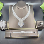 4pcs Fashion Exquisite Tassel Rhinestone Earrings Necklace Ring Bracelet Set Luxury Wedding Party Crystal Jewelry Accessories