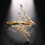 Shiny Crystal Open Bangle Bracelet Hand Jewelry for Women Bridal Leaf Branch Bracelet Palm Jewelry Wedding Accessories