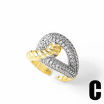 Fashion White Crystal Leopard Statement Rings for Women Copper Gold Plated Crossover Open Ring Jewelry Gift rigs89