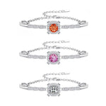 100% 925 Sterling Silver 1CT D Color Moissanite Chain Charm Bracelet Bangles for Women Wedding Party Jewelry