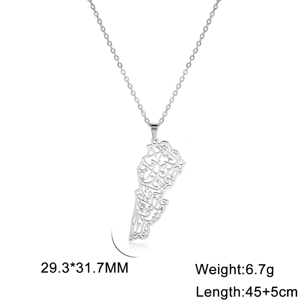 Arabic Islamic Necklace For Women Stainless Steel Lebanon Map Pendant Necklace Jewelry Wholesale 2025 New