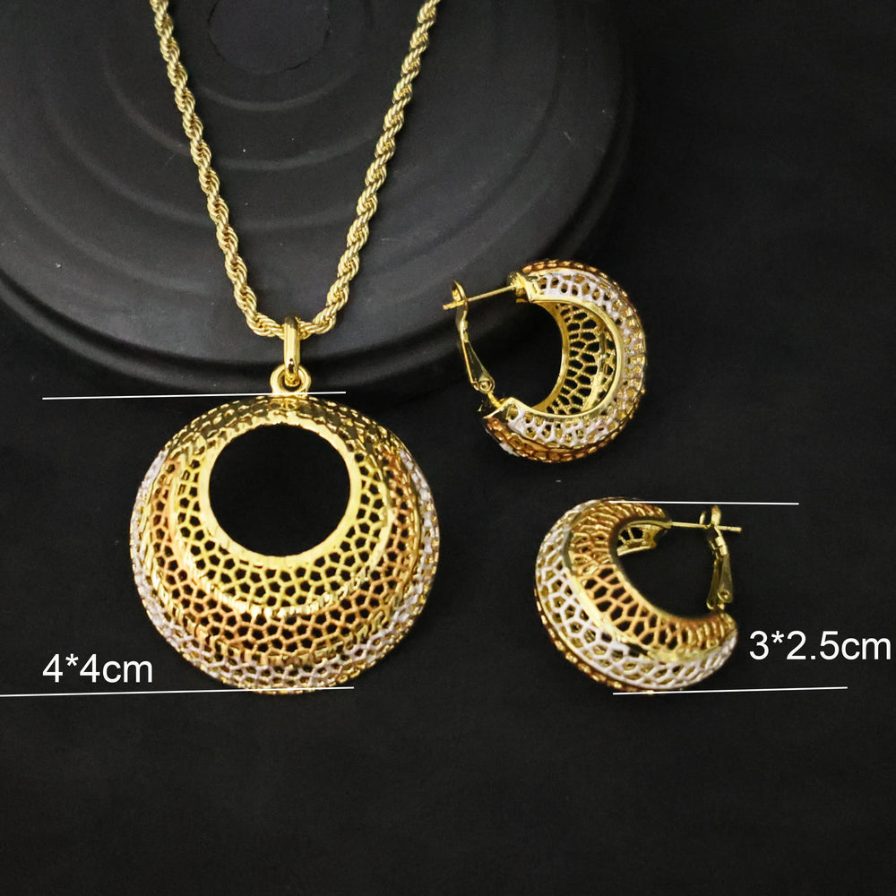 Luxury 18k Gold Plated Jewelry Set for Women Wedding Italian Jewellery Sets Bride Necklace and Earrings Bracelet African Gift