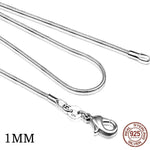 925 sterling silver necklace women, silver fashion jewelry Snake Chain 1mm Necklace 16 18 20 22 24"