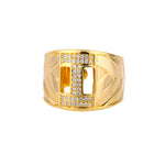 Chunky Wide Zircon Initial Letter Rings For Women Stainless Steel Opening Finger Ring Hip Hop Minimalist Jewelry Gift Femme