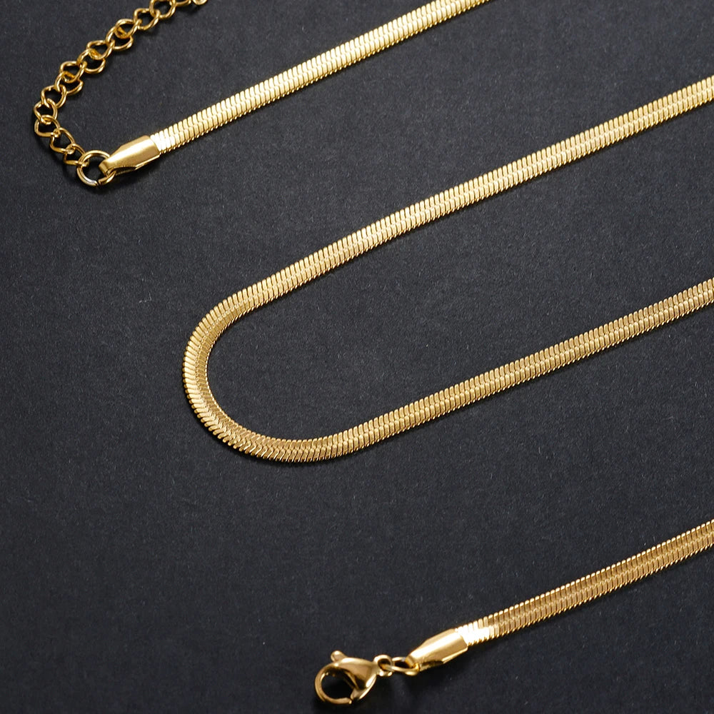 316L Stainless Steel Snake Chain Necklace for Women Men Gold Color Herringbone Choker Neck Chains 2023 Trend Jewelry Gift Hot