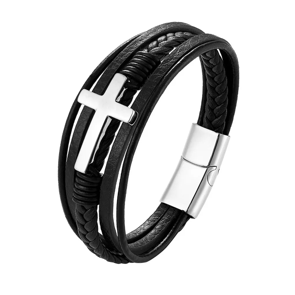 A range of exquisite luxury accessories with this high-quality men's fashion gift. Crafted from genuine black leather, these bracelets offer a unique combination of style and versatility. Perfect for those who appreciate a touch of wild handsomeness, these DIY bracelets make for a truly remarkable gift.