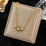 This necklace features hollow ball beads made of 316L stainless steel in a gold color, designed for women as a non-fading choker jewelry piece perfect for gifts or parties.