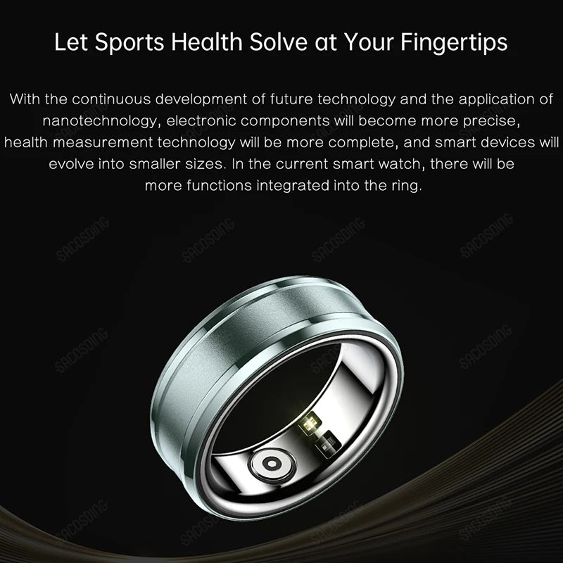 2024 Smart Ring Men Women Health Body Temperature Blood Pressure Fashion Ring Smart IP68 Waterproof Odometer Sports Ring Smart