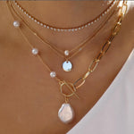 Bohemia Multilayer Moon Gold Color Pendant Necklace