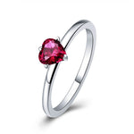 925 Sterling Silver Red Love Heart Ring