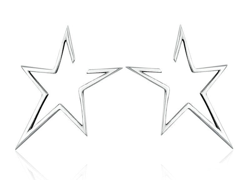 Authentic 925 Sterling Silver Exquisite Star Stud Earrings