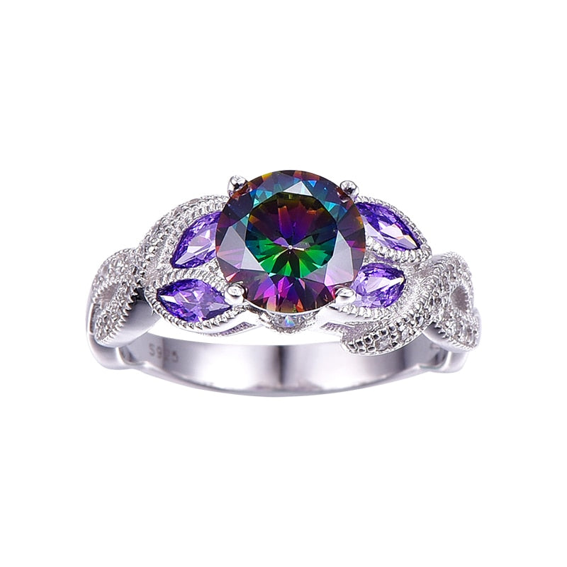 Mystical Rainbow Topaz 925 Sterling Silver Ring