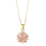 Pink Crystal Sakura Pendant Necklace