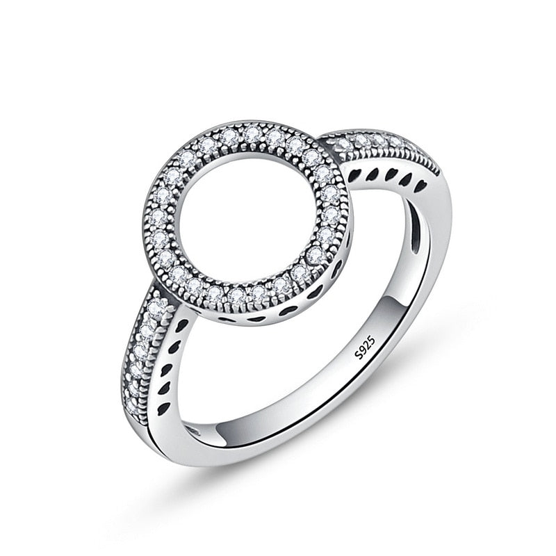 Genuine 925 Sterling Silver CZ Circle Ring