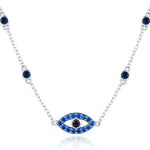 925 Sterling Silver Blue Zircon Guardian Eye Pendant Necklace