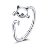 Cute Cat Simple S925 Sterling Silver Ring