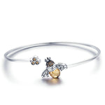 925 Sterling Silver Crystal Yellow Bee Bangle