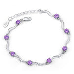 Purple Cubic Zircon Crystal Bracelet