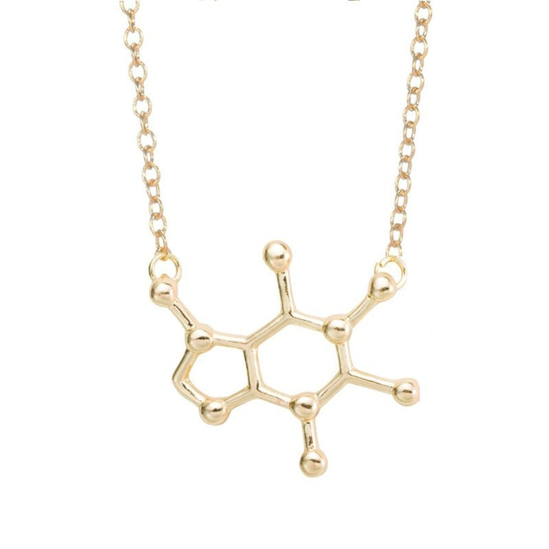 Simple Caffeine Molecule Structure Necklace