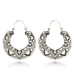 Vintage Antique Silver Color Carving  Drop Earrings