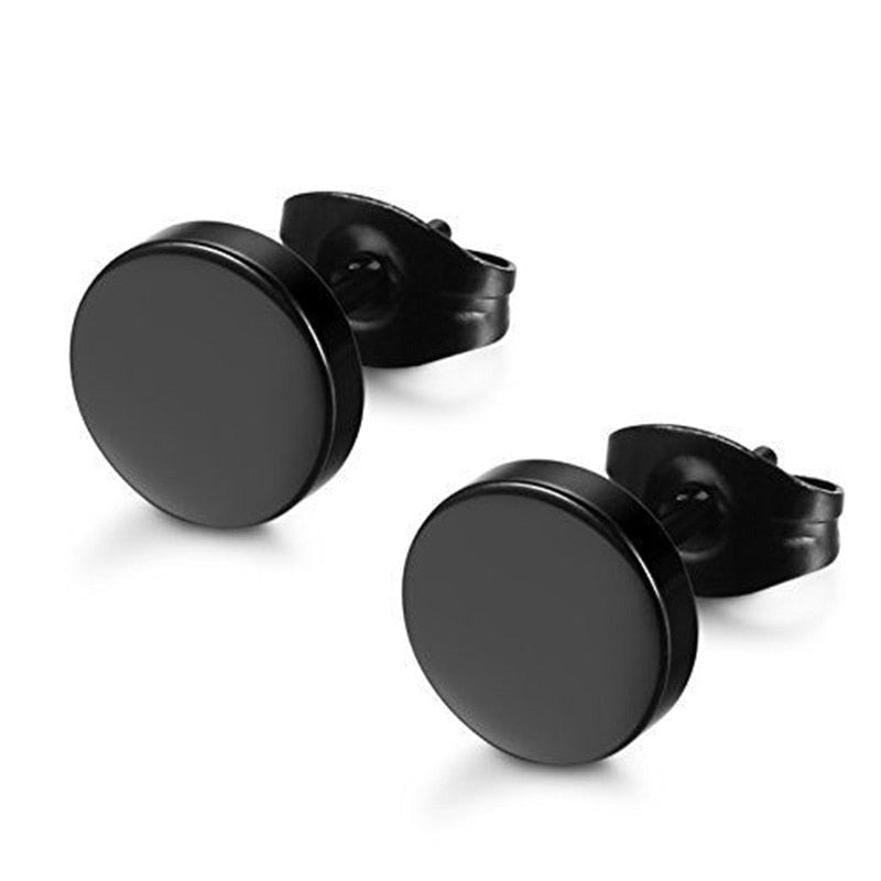 Black Plated Stainless Steel Studs Earrings