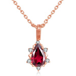 Teardrop Natural Red Garnet Gemstone 925 Sterling Silver Necklace