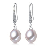 Real 925 Sterling Silver Teardrop Pearl Earrings