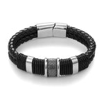 Black Braid Woven Leather Bracelet