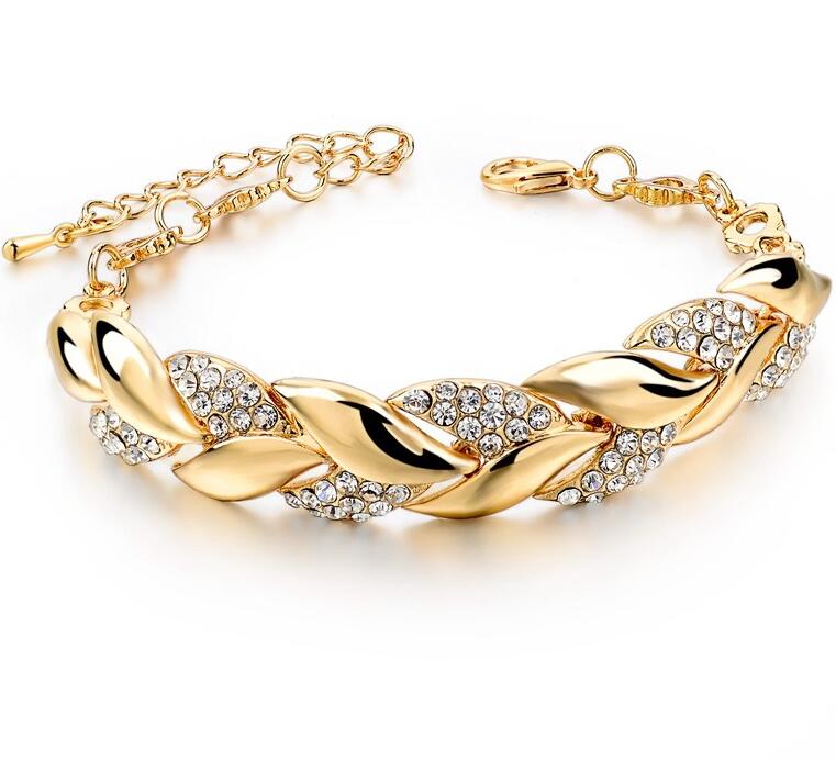 Braided Gold Color Leaf Bracelets