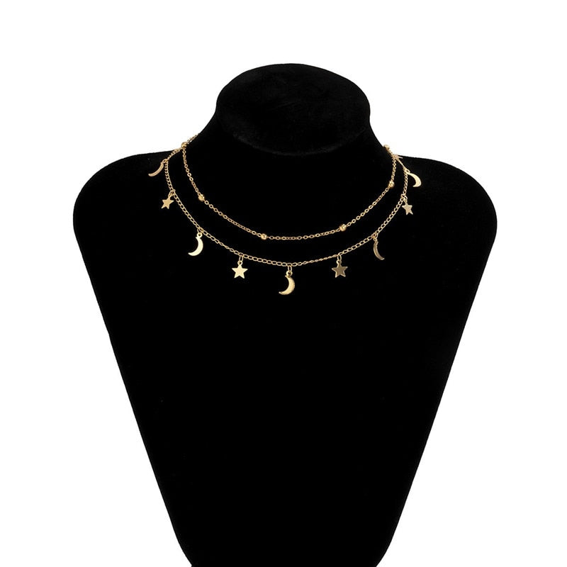 Behold the beauty of the Star Pendant Double Layers Necklace, offering Bohemian style and a unique moon-shaped pendant. This timeless party necklace is crafted from stunning Zinc alloy and metal, designed to last. Now you can show off your personal style and make a statement with this women’s necklace from our Link Chain Collection!