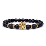 Obsidian Lion Head Charm Bracelet