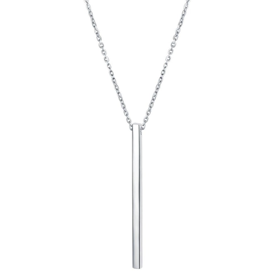 925 Sterling Silver Bar Pendant Chocker Necklace