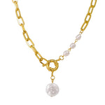 Layered Pearl Thick Chains Pendant Necklace