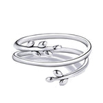 925 Sterling Silver Leaves Adjustable Ring