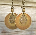 Ethnic Round Bronze Carved Earrings