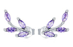 Genuine 925 Sterling Silver Purple Branch Stud Earrings