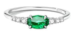 925 Sterling Silver Simple Green Gemstone Ring