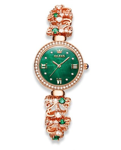 Elegant Gemstone Inlaid Bracelet Wrist Watch