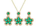 Bridal Exquisite Emerald Green Geometric Earring And Necklace Set