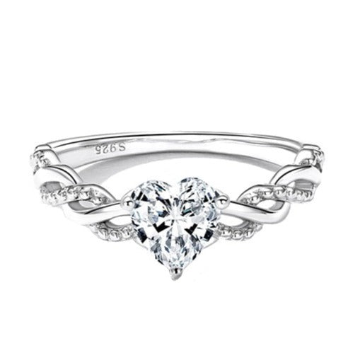 Luxury Geniune 925 Sterling Silver Wedding Engagement Ring