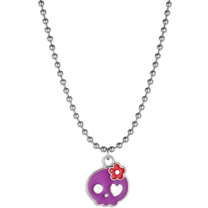 Multicolor Skull Head Pendant Necklace